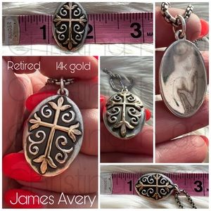 James Avery retired Les Fleurs large pendant gold cross